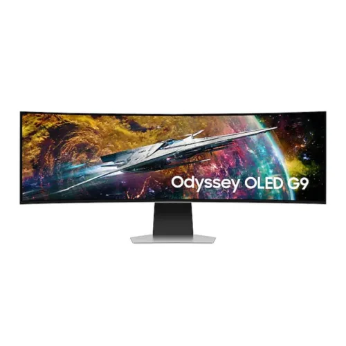 samsung odyssey oled g9 ls49cg954sexxt 49 oled dqhd curved gaming monitor 240hz front view