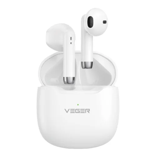 TRUE WIRELESS (หูฟังไร้สาย) VEGER TWS STEREO EARBUDS VE-01T BT5.0 (WHITE)